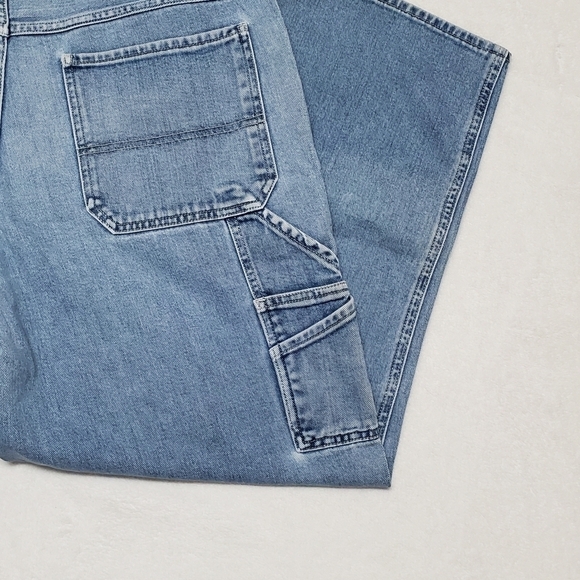 VINTAGE 90s Old Navy Light Wash Distressed High Rise Skater Carpenter Jeans 36 - Picture 7 of 10